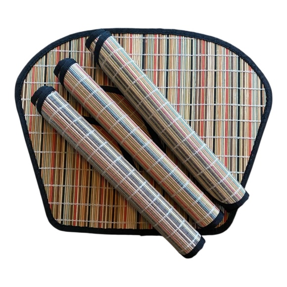 Vintage bamboo striped placemats. 4 pce - Picture 3 of 12
